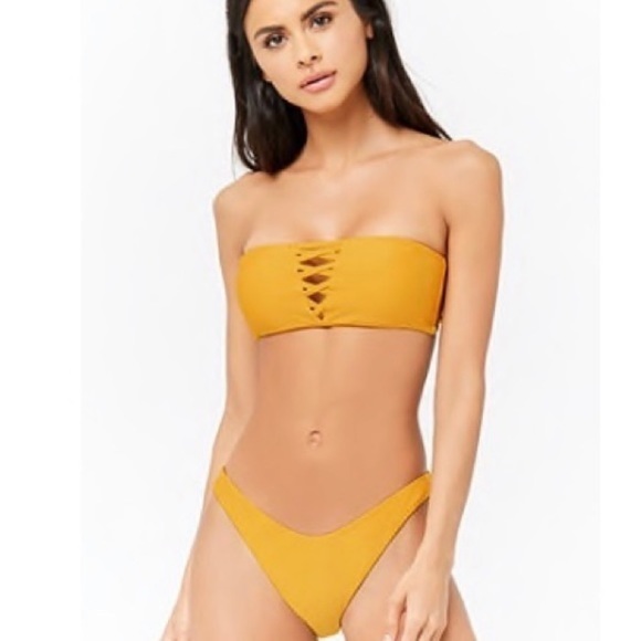 Forever 21 Other - NEW Forever 21 Marigold Yellow Bandeau Bikini XL